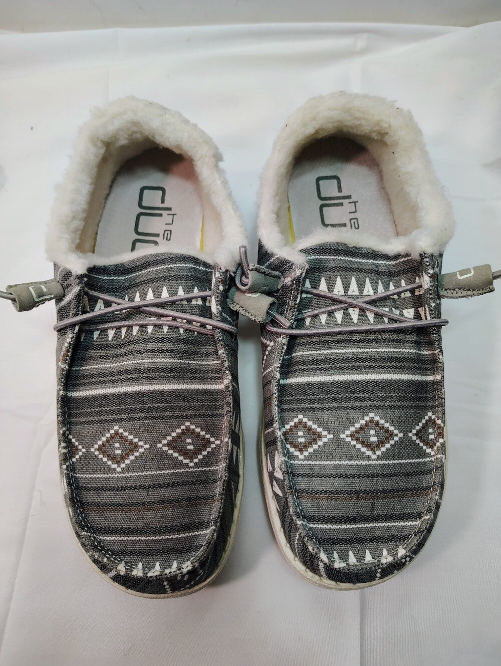Hey Dude Cozy Slip-On Shoes in Gray Aztec Print Women's 6
